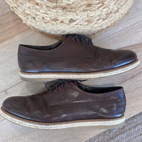 Prada Brown Nappa Leather Lace Up Espadrilles - Picture 5 of 11